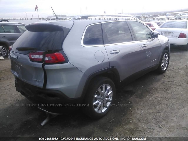 1C4PJLDS3FW530655 - 2015 JEEP CHEROKEE LIMITED GRAY photo 4