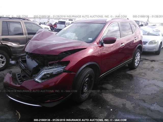 KNMAT2MT2GP662076 - 2016 NISSAN ROGUE S/SL/SV RED photo 2