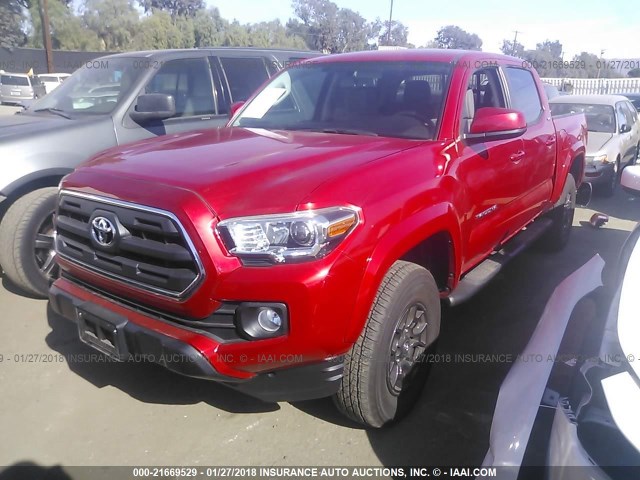 3TMAZ5CN7HM036596 - 2017 TOYOTA TACOMA DBL CAB/SR5/TRD SPORT/OR RED photo 2