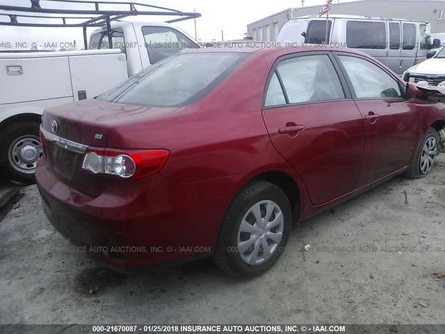 2T1BU4EE8BC660420 - 2011 TOYOTA COROLLA S/LE RED photo 4