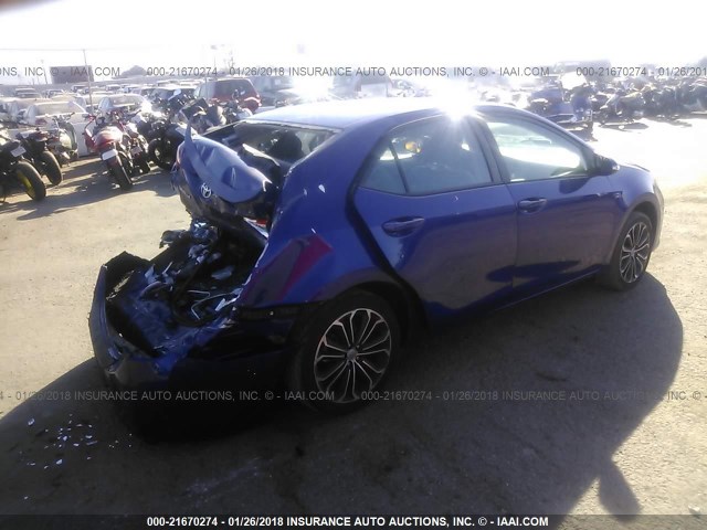 5YFBURHE5GP478593 - 2016 TOYOTA COROLLA L/LE/LE PLS/PRM/S/S PLS BLUE photo 4