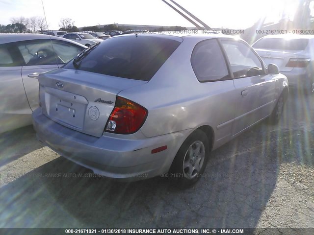 KMHCG35C84U298790 - 2004 HYUNDAI ACCENT GL SILVER photo 4