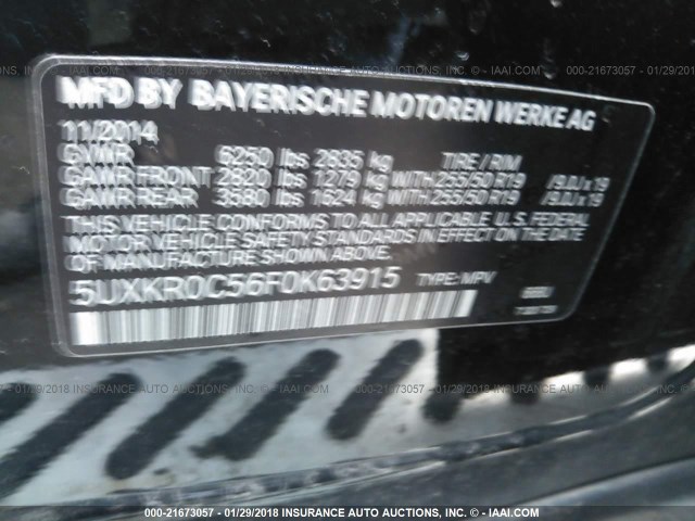 5UXKR0C56F0K63915 - 2015 BMW X5 XDRIVE35I BLACK photo 9