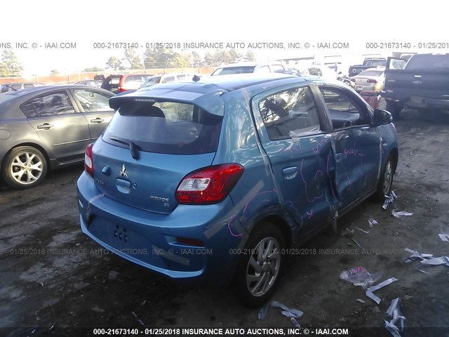 ML32A4HJ0HH007850 - 2017 MITSUBISHI MIRAGE SE BLUE photo 4