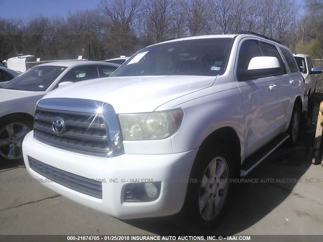 5TDZY64A28S005652 - 2008 TOYOTA SEQUOIA SR5 WHITE photo 2