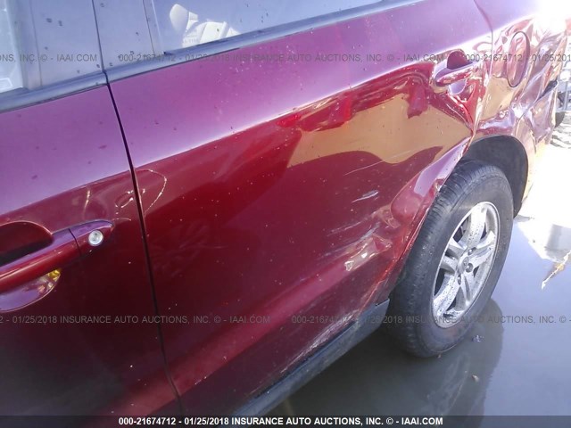 5XYZG3AB9CG113447 - 2012 HYUNDAI SANTA FE GLS BURGUNDY photo 6