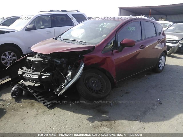3N1CE2CPXGL368642 - 2016 NISSAN VERSA NOTE S/S PLUS/SV/SL/SR MAROON photo 2