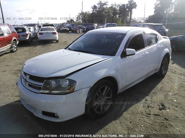 1C3CDZCB5DN772946 - 2013 DODGE AVENGER SXT WHITE photo 2