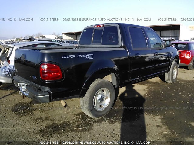 1FTRW08651KC60544 - 2001 FORD F150 SUPERCREW BLACK photo 4