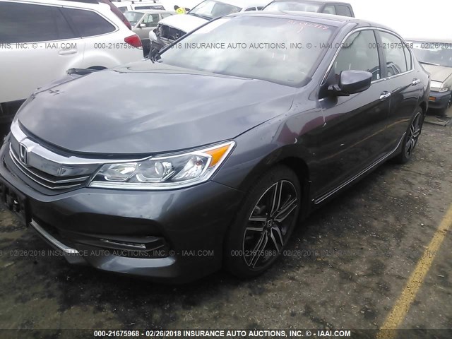 1HGCR2F10HA137204 - 2017 HONDA ACCORD SPORT SPECIAL EDITION GRAY photo 2