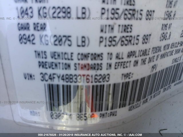 3C4FY48B33T616203 - 2003 CHRYSLER PT CRUISER CLASSIC 白色 照片 9