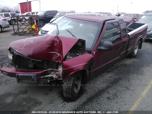 1GCCS19Z9S8191226 - 1995 CHEVROLET S TRUCK S10 BURGUNDY photo 2