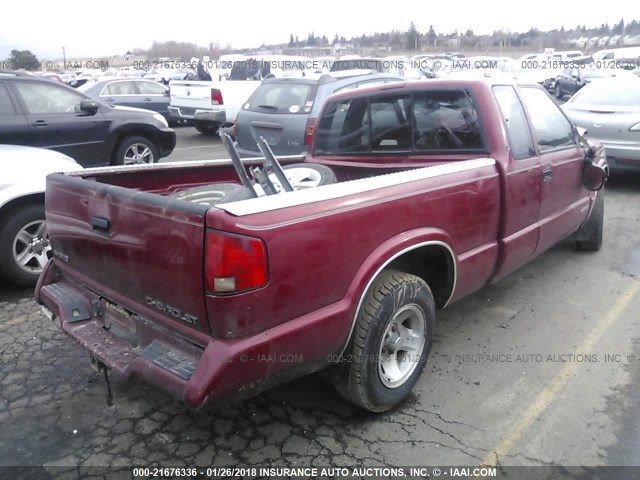 1GCCS19Z9S8191226 - 1995 CHEVROLET S TRUCK S10 BURGUNDY photo 4