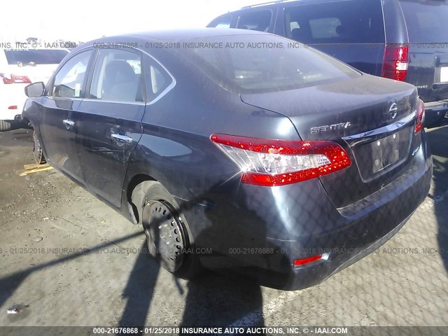 3N1AB7AP4EL697639 - 2014 NISSAN SENTRA S/SV/SR/SL BLUE photo 3