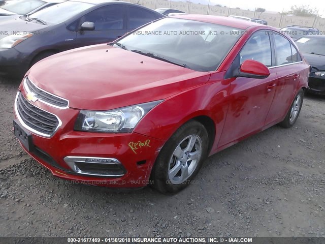 1G1PE5SB8G7225224 - 2016 CHEVROLET CRUZE LIMITED LT RED photo 2