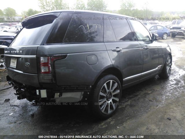 SALGV2TF6FA227930 - 2015 LAND ROVER RANGE ROVER AUTOBIOGRAPHY GRAY photo 4