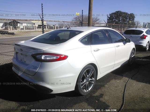 3FA6P0K98DR156428 - 2013 FORD FUSION TITANIUM WHITE photo 4