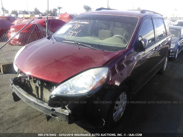 5TDZK23C97S002064 - 2007 TOYOTA SIENNA CE/LE BURGUNDY photo 2