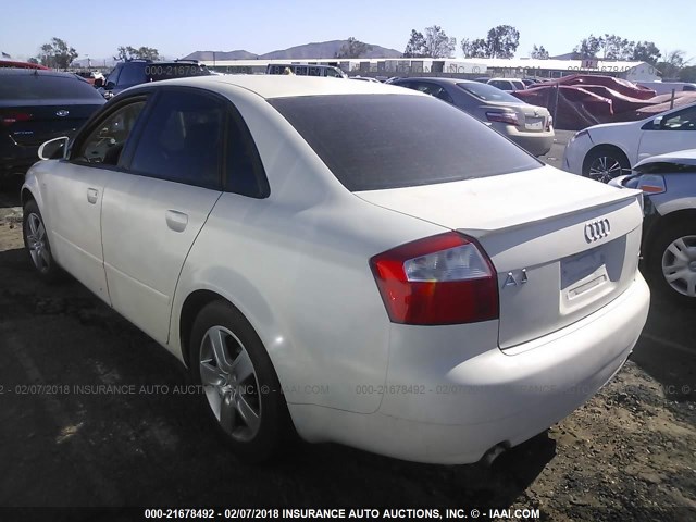 WAUJC68E53A340805 - 2003 AUDI A4 1.8T WHITE photo 3