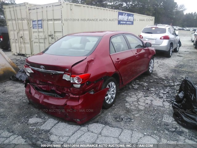 2T1BU4EE3DC045583 - 2013 TOYOTA COROLLA S/LE RED photo 4