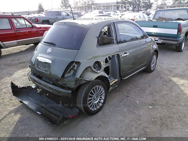 3C3CFFCR1CT280452 - 2012 FIAT 500 LOUNGE GREEN photo 4