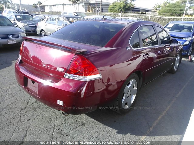 2G1WD58C781251522 - 2008 CHEVROLET IMPALA SUPER SPORT MAROON photo 4