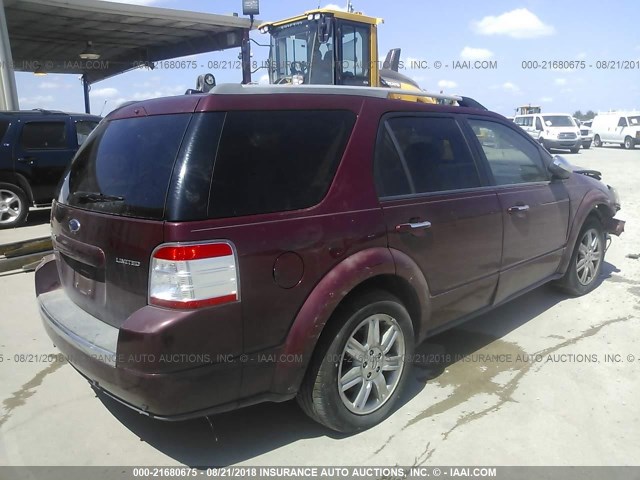 1FMDK03W08GA10781 - 2008 FORD TAURUS X LIMITED MAROON photo 4