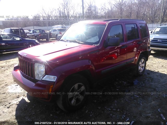 1J8GP28K89W511759 - 2009 JEEP LIBERTY SPORT RED photo 2