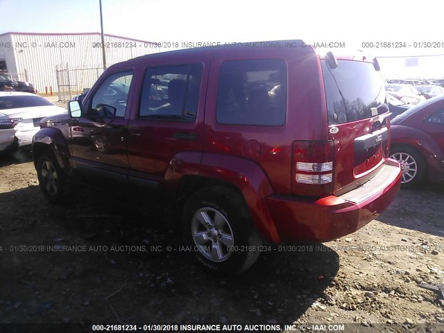 1J8GP28K89W511759 - 2009 JEEP LIBERTY SPORT RED photo 3