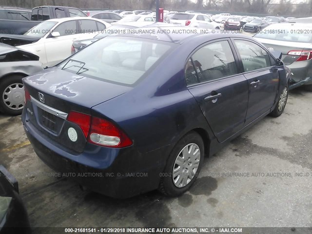 2HGFA16329H517373 - 2009 HONDA CIVIC VP BLUE photo 4