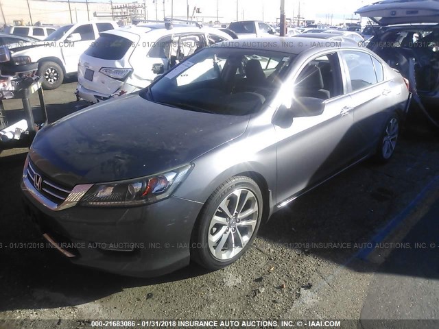 1HGCR2F58DA247155 - 2013 HONDA ACCORD SPORT GRAY photo 2