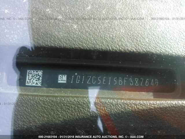 1G1ZC5E15BF387649 - 2011 CHEVROLET MALIBU 1LT 香槟色 照片 9