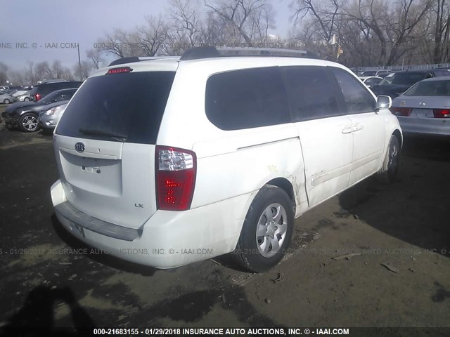 KNDMB233286216826 - 2008 KIA SEDONA EX/LX WHITE photo 4