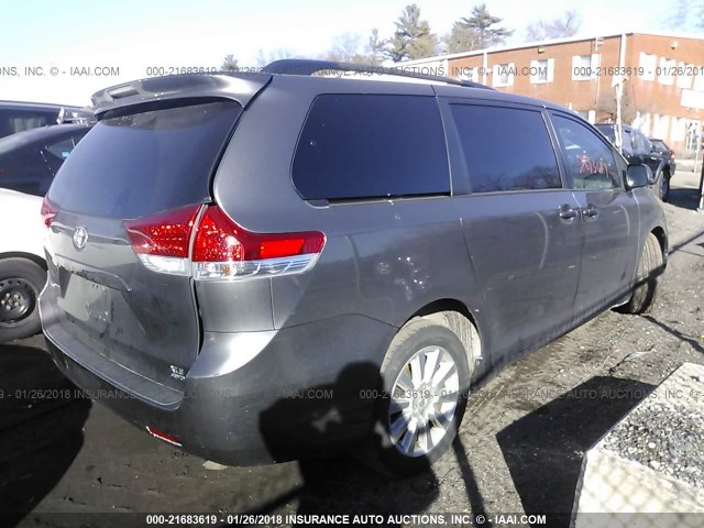 5TDDK3DC9BS025562 - 2011 TOYOTA SIENNA XLE/LIMITED GRAY photo 4