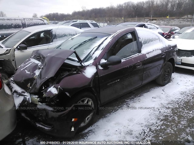 1B3ES46C61D245549 - 2001 DODGE NEON SE/ES BURGUNDY photo 2