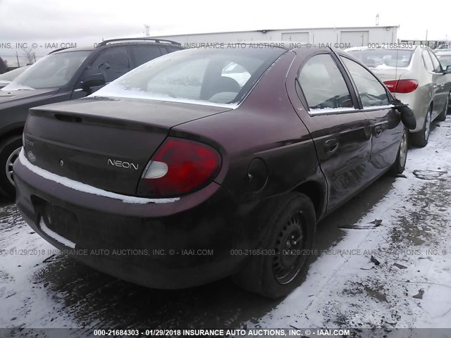 1B3ES46C61D245549 - 2001 DODGE NEON SE/ES BURGUNDY photo 4