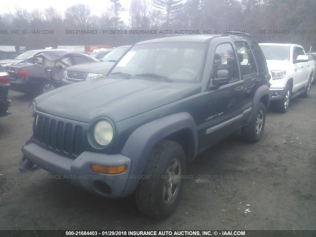 1J4GL48K42W211926 - 2002 JEEP LIBERTY SPORT GREEN photo 2