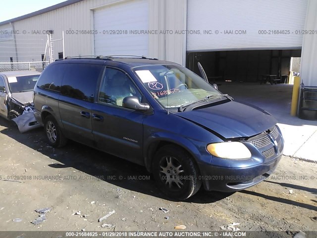 2B4GP74L61R280874 - 2001 DODGE GRAND CARAVAN EX BLUE photo 1