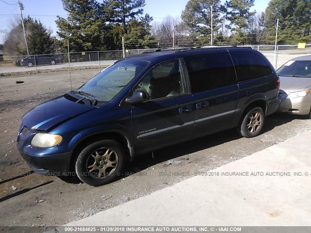 2B4GP74L61R280874 - 2001 DODGE GRAND CARAVAN EX BLUE photo 2