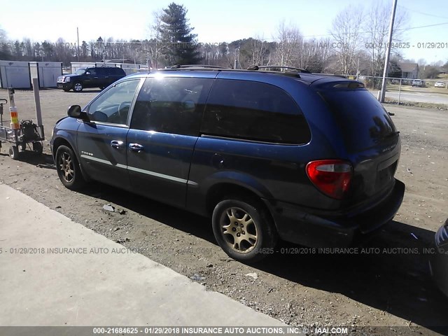 2B4GP74L61R280874 - 2001 DODGE GRAND CARAVAN EX BLUE photo 3