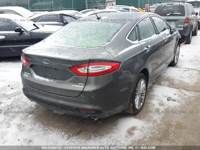 3FA6P0LU0ER119474 - 2014 FORD FUSION SE HYBRID GRAY photo 4