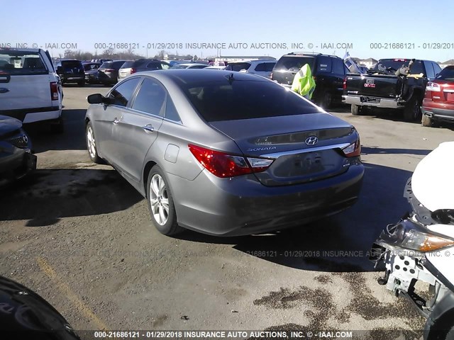 5NPEC4AC8DH654752 - 2013 HYUNDAI SONATA SE/LIMITED GRAY photo 3