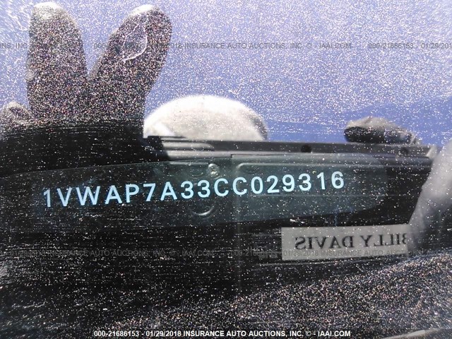 1VWAP7A33CC029316 - 2012 VOLKSWAGEN PASSAT S SILVER photo 9