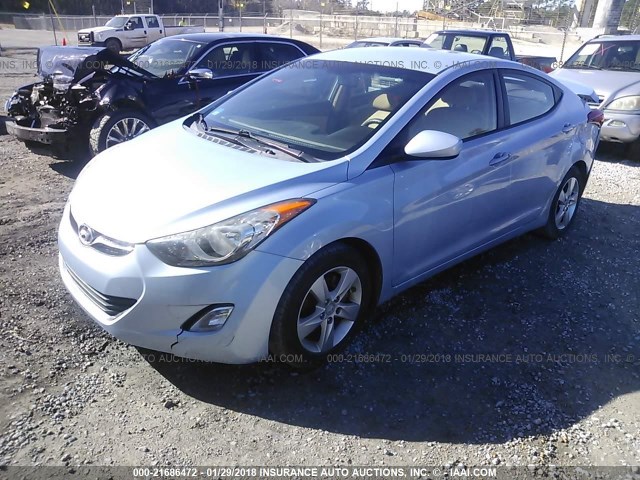 KMHDH4AE8CU445901 - 2012 HYUNDAI ELANTRA GLS/LIMITED Light Blue photo 2