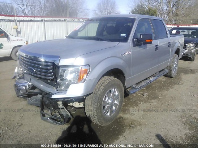 1FTFW1EF7BFC65008 - 2011 FORD F150 SUPERCREW GRAY photo 2