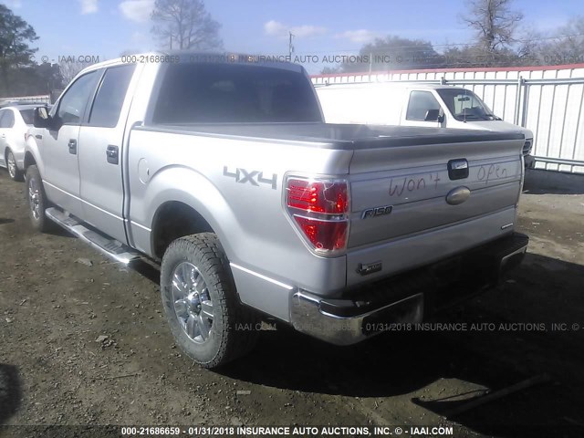 1FTFW1EF7BFC65008 - 2011 FORD F150 SUPERCREW GRAY photo 3