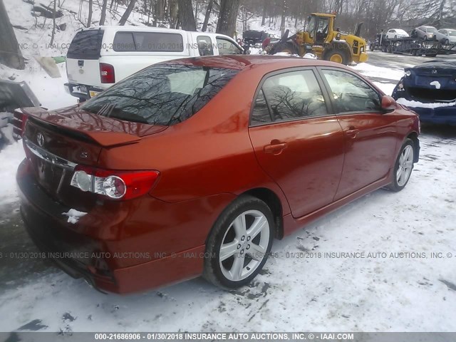 2T1BU4EE3DC064411 - 2013 TOYOTA COROLLA S/LE ORANGE photo 4