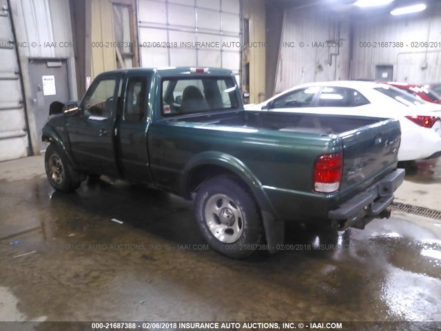 1FTZR15X4YPA16309 - 2000 FORD RANGER SUPER CAB GREEN photo 3