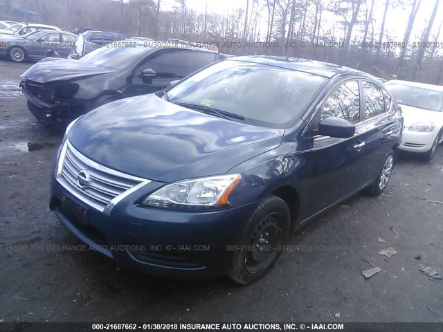 3N1AB7AP4FL682284 - 2015 NISSAN SENTRA S/SV/SR/SL Dark Blue photo 2