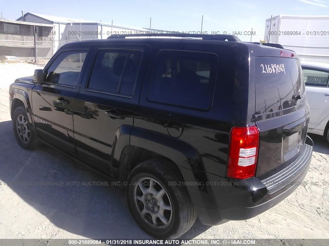 1C4NJPBB6CD548463 - 2012 JEEP PATRIOT SPORT BLACK photo 3